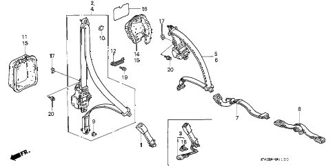 1996 accord EX 2 DOOR 5MT SEAT BELT diagram 1996 accord EX 2 DOOR 5MT SEAT BELT diagram