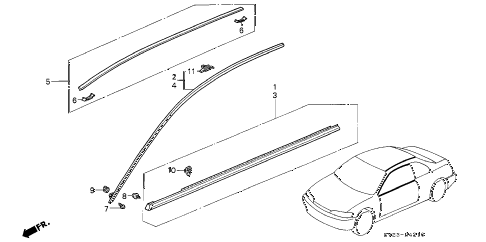 1994 accord DX 2 DOOR 4AT MOLDING diagram 1994 accord DX 2 DOOR 4AT MOLDING diagram