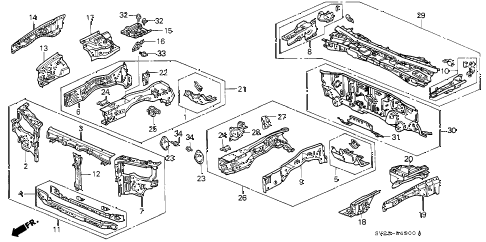 1997 accord EX(LEATHER) 2 DOOR 4AT FRONT BULKHEAD diagram 1997 accord EX(LEATHER) 2 DOOR 4AT FRONT BULKHEAD diagram