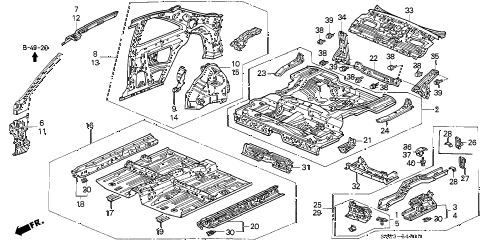 1997 accord LX 2 DOOR 5MT INNER PANEL diagram 1997 accord LX 2 DOOR 5MT INNER PANEL diagram