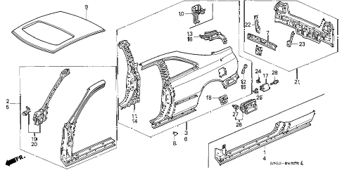1994 accord DX 2 DOOR 4AT OUTER PANEL diagram 1994 accord DX 2 DOOR 4AT OUTER PANEL diagram
