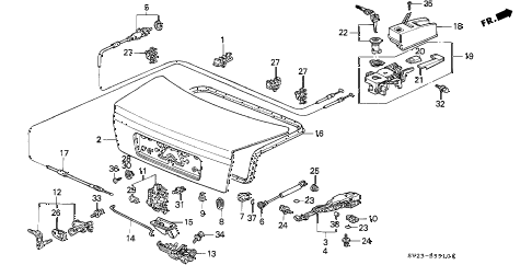 1995 accord LX 2 DOOR 5MT TRUNK LID (1) diagram 1995 accord LX 2 DOOR 5MT TRUNK LID (1) diagram