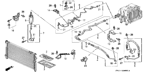 1994 accord EX 2 DOOR 5MT A/C HOSES - PIPES diagram 1994 accord EX 2 DOOR 5MT A/C HOSES - PIPES diagram