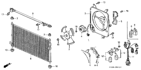 1994 accord DX(ABS) 2 DOOR 5MT A/C CONDENSER (DX) diagram 1994 accord DX(ABS) 2 DOOR 5MT A/C CONDENSER (DX) diagram