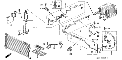 1994 accord DX 2 DOOR 4AT A/C HOSES - PIPES (DX) diagram 1994 accord DX 2 DOOR 4AT A/C HOSES - PIPES (DX) diagram