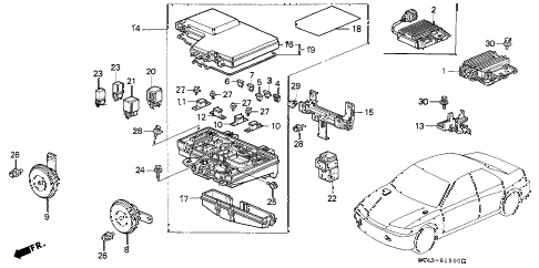 Honda online store : 1997 accord control unit (engine room) parts