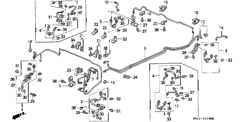 1994 accord DX 4 DOOR 5MT BRAKE LINES (1) diagram 1994 accord DX 4 DOOR 5MT BRAKE LINES (1) diagram