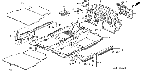 1995 accord LX 4 DOOR 5MT FLOOR MAT diagram 1995 accord LX 4 DOOR 5MT FLOOR MAT diagram