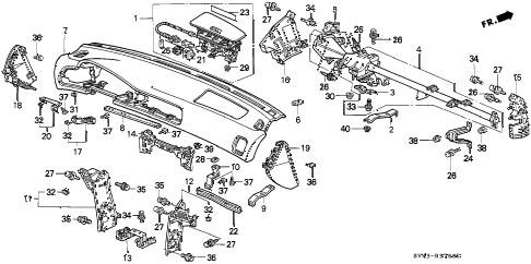 1997 accord EX(LEATHER) 4 DOOR 4AT INSTRUMENT PANEL diagram 1997 accord EX(LEATHER) 4 DOOR 4AT INSTRUMENT PANEL diagram