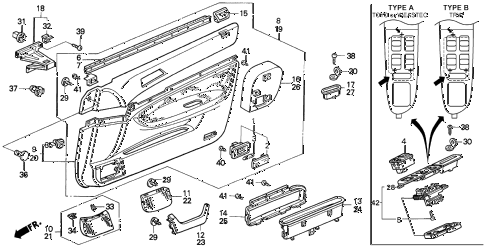 1995 accord DX 4 DOOR 4AT FRONT DOOR LINING diagram 1995 accord DX 4 DOOR 4AT FRONT DOOR LINING diagram