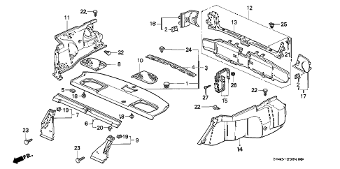 1994 accord LX 4 DOOR 4AT REAR TRAY - SIDE LINING diagram 1994 accord LX 4 DOOR 4AT REAR TRAY - SIDE LINING diagram