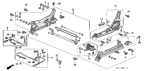 1994 accord EX 4 DOOR 5MT FRONT SEAT COMPONENTS (L.) (POWER HEIGHT) diagram 1994 accord EX 4 DOOR 5MT FRONT SEAT COMPONENTS (L.) (POWER HEIGHT) diagram