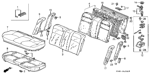 1996 accord DX(SPECIAL VALUE) 4 DOOR 4AT REAR SEAT (1) diagram 1996 accord DX(SPECIAL VALUE) 4 DOOR 4AT REAR SEAT (1) diagram