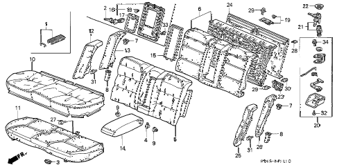 1996 accord EX(LEATHER) 4 DOOR 4AT REAR SEAT (2) diagram 1996 accord EX(LEATHER) 4 DOOR 4AT REAR SEAT (2) diagram