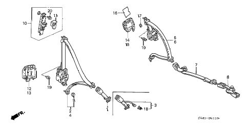 1996 accord EX 4 DOOR 4AT SEAT BELT diagram 1996 accord EX 4 DOOR 4AT SEAT BELT diagram