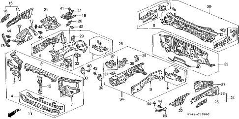1995 accord LX(ABS) 4 DOOR 5MT FRONT BULKHEAD diagram 1995 accord LX(ABS) 4 DOOR 5MT FRONT BULKHEAD diagram