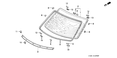 1995 accord LX 4 DOOR 4AT REAR WINDSHIELD diagram 1995 accord LX 4 DOOR 4AT REAR WINDSHIELD diagram