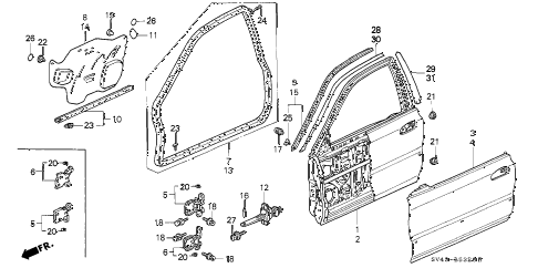 1995 accord LX(ABS) 4 DOOR 5MT FRONT DOOR PANELS diagram 1995 accord LX(ABS) 4 DOOR 5MT FRONT DOOR PANELS diagram