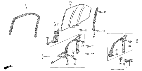 1996 accord LX 4 DOOR 4AT REAR DOOR WINDOWS diagram 1996 accord LX 4 DOOR 4AT REAR DOOR WINDOWS diagram