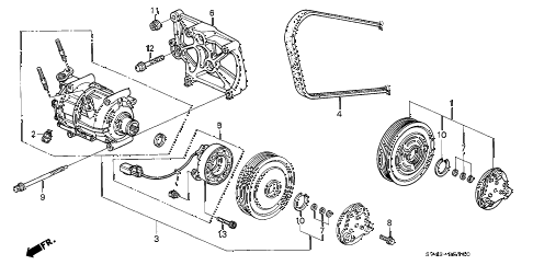 1994 accord EX(LEATHER) 4 DOOR 5MT A/C COMPRESSOR (1) diagram 1994 accord EX(LEATHER) 4 DOOR 5MT A/C COMPRESSOR (1) diagram