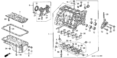 1994 accord EX(LEATHER) 4 DOOR 4AT CYLINDER BLOCK - OIL PAN diagram 1994 accord EX(LEATHER) 4 DOOR 4AT CYLINDER BLOCK - OIL PAN diagram