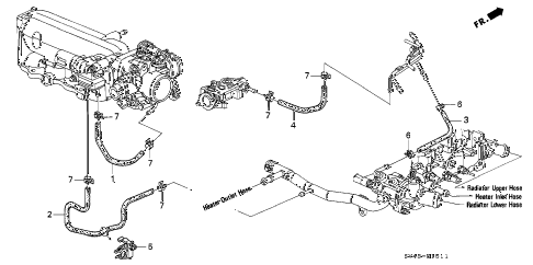 1995 accord LX 4 DOOR 4AT WATER HOSE (2) diagram 1995 accord LX 4 DOOR 4AT WATER HOSE (2) diagram