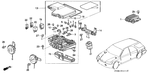 1994 accord EX 5 DOOR 4AT CONTROL UNIT (ENGINE ROOM) diagram 1994 accord EX 5 DOOR 4AT CONTROL UNIT (ENGINE ROOM) diagram