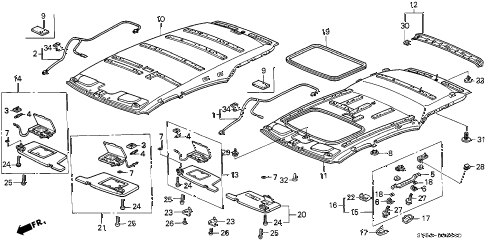 1995 accord EX 5 DOOR 4AT ROOF LINING diagram 1995 accord EX 5 DOOR 4AT ROOF LINING diagram