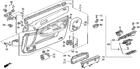 1994 accord LX 5 DOOR 4AT FRONT DOOR LINING diagram 1994 accord LX 5 DOOR 4AT FRONT DOOR LINING diagram