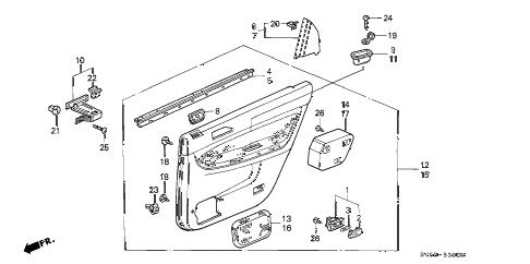 1994 accord EX 5 DOOR 4AT REAR DOOR LINING diagram 1994 accord EX 5 DOOR 4AT REAR DOOR LINING diagram