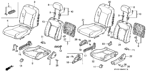 1994 accord LX 5 DOOR 4AT FRONT SEAT diagram 1994 accord LX 5 DOOR 4AT FRONT SEAT diagram