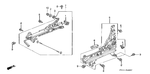 1997 accord LX 5 DOOR 5MT FRONT SEAT COMPONENTS (1) diagram 1997 accord LX 5 DOOR 5MT FRONT SEAT COMPONENTS (1) diagram