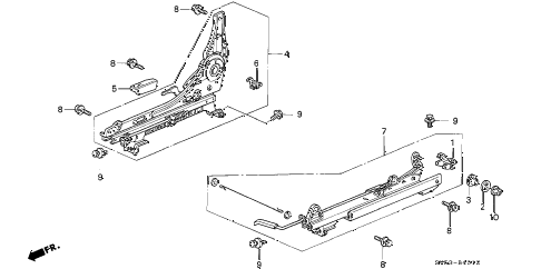 1996 accord LX 5 DOOR 5MT FRONT SEAT COMPONENTS (3) diagram 1996 accord LX 5 DOOR 5MT FRONT SEAT COMPONENTS (3) diagram