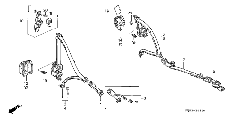 1997 accord LX 5 DOOR 5MT SEAT BELT diagram 1997 accord LX 5 DOOR 5MT SEAT BELT diagram