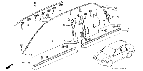 1997 accord LX 5 DOOR 4AT MOLDING (1) diagram 1997 accord LX 5 DOOR 4AT MOLDING (1) diagram