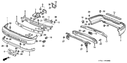 1997 accord LX 5 DOOR 4AT BUMPER (1) diagram 1997 accord LX 5 DOOR 4AT BUMPER (1) diagram
