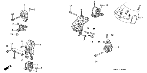 1995 accord LX 5 DOOR 5MT ENGINE MOUNT (1) diagram 1995 accord LX 5 DOOR 5MT ENGINE MOUNT (1) diagram