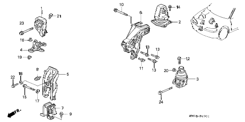 1994 accord EX 5 DOOR 5MT ENGINE MOUNT (2) diagram 1994 accord EX 5 DOOR 5MT ENGINE MOUNT (2) diagram