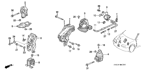 1996 accord LX 5 DOOR 4AT ENGINE MOUNT (4) diagram 1996 accord LX 5 DOOR 4AT ENGINE MOUNT (4) diagram