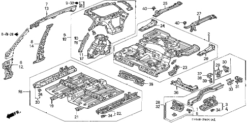 1994 accord EX 5 DOOR 5MT INNER PANEL diagram 1994 accord EX 5 DOOR 5MT INNER PANEL diagram