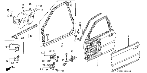 1995 accord EX 5 DOOR 4AT FRONT DOOR PANELS diagram 1995 accord EX 5 DOOR 4AT FRONT DOOR PANELS diagram
