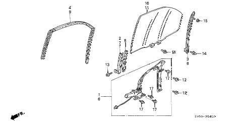 1994 accord LX 5 DOOR 5MT REAR DOOR GLASS diagram 1994 accord LX 5 DOOR 5MT REAR DOOR GLASS diagram