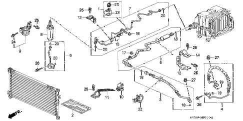 1995 accord LX 5 DOOR 4AT A/C HOSES - PIPES diagram 1995 accord LX 5 DOOR 4AT A/C HOSES - PIPES diagram