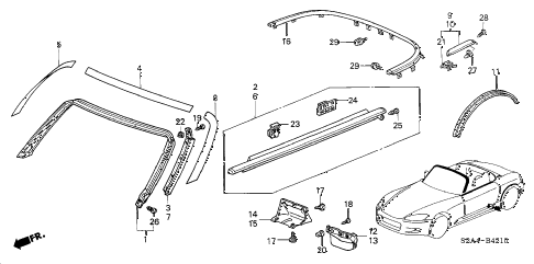 2000 s2000 S2000 2 DOOR 6MT MOLDING - PROTECTORS diagram 2000 s2000 S2000 2 DOOR 6MT MOLDING - PROTECTORS diagram