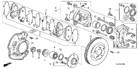 2009 s2000 CR(WITH AC) 2 DOOR 6MT FRONT BRAKE diagram 2009 s2000 CR(WITH AC) 2 DOOR 6MT FRONT BRAKE diagram