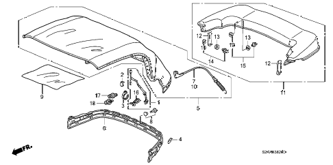 2009 s2000 BASE 2 DOOR 6MT SOFT TOP CLOTH diagram 2009 s2000 BASE 2 DOOR 6MT SOFT TOP CLOTH diagram