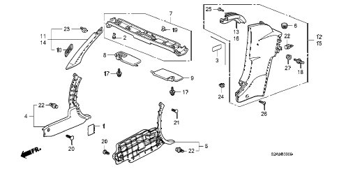 2008 s2000 CR 2 DOOR 6MT PILLAR GARNISH diagram 2008 s2000 CR 2 DOOR 6MT PILLAR GARNISH diagram