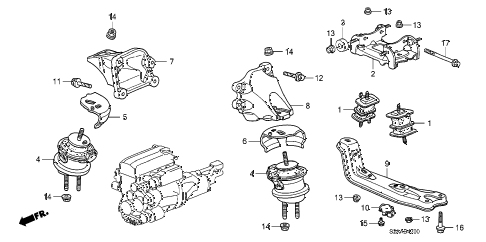 2008 s2000 CR 2 DOOR 6MT ENGINE MOUNTS diagram 2008 s2000 CR 2 DOOR 6MT ENGINE MOUNTS diagram