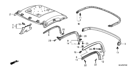 2009 s2000 CR(WITH AC) 2 DOOR 6MT ROOF LINING (HARDTOP) (CR/CR-AC) diagram 2009 s2000 CR(WITH AC) 2 DOOR 6MT ROOF LINING (HARDTOP) (CR/CR-AC) diagram