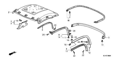2008 s2000 BASE 2 DOOR 6MT ROOF LINING (ACCESSORY HARDTOP) diagram 2008 s2000 BASE 2 DOOR 6MT ROOF LINING (ACCESSORY HARDTOP) diagram